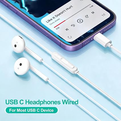 USB C Headphones Wired for iPhone 18 17 16 15, iPad, Mac, Earbuds Type C